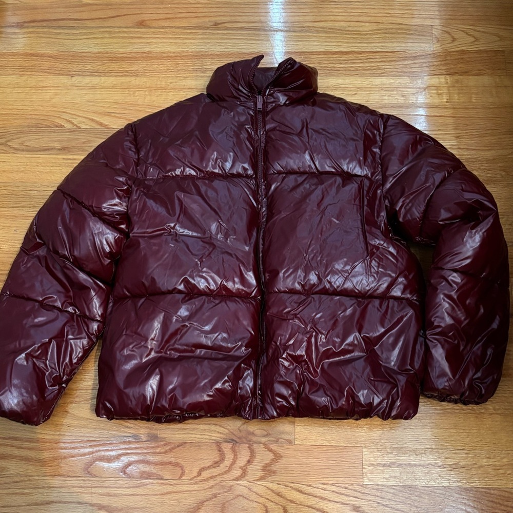 A New Day Shiny Burgundy Puffer Jacket